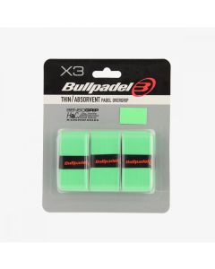 Bullpadel GB-1705 Green Padel Overgrips (3 Pack) Thin Absorvent Sensogrip