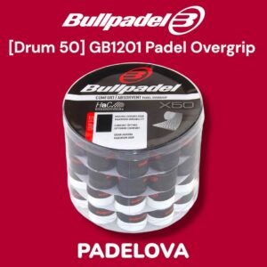 [DRUM 50] Bullpadel GB1201 HaC Microperforated Overgrip Drum 50 Pcs Hitam Putih