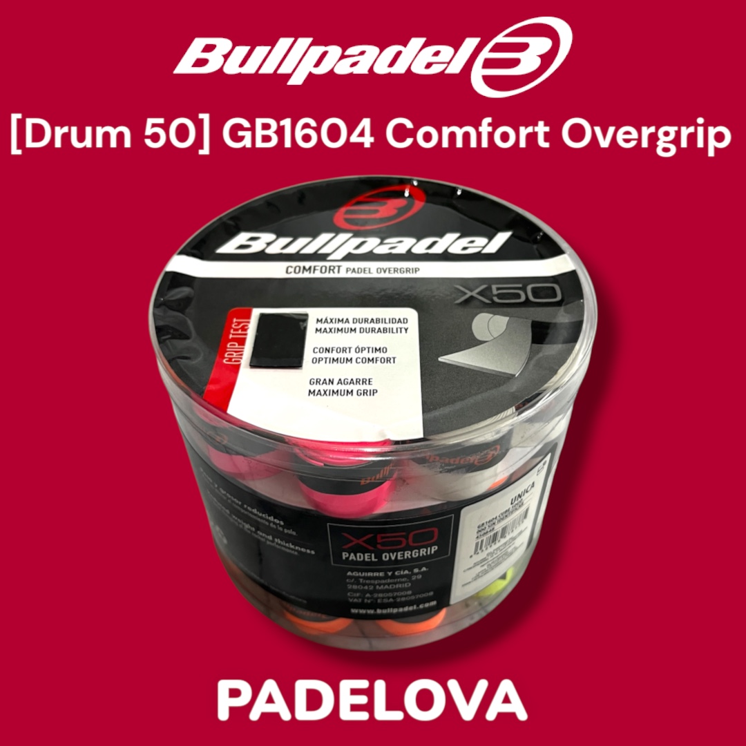 [DRUM 50] Bullpadel GB1604 Comfort Overgrip Drum 50 Pcs Multicolor Padel Tennis Pickle Ball