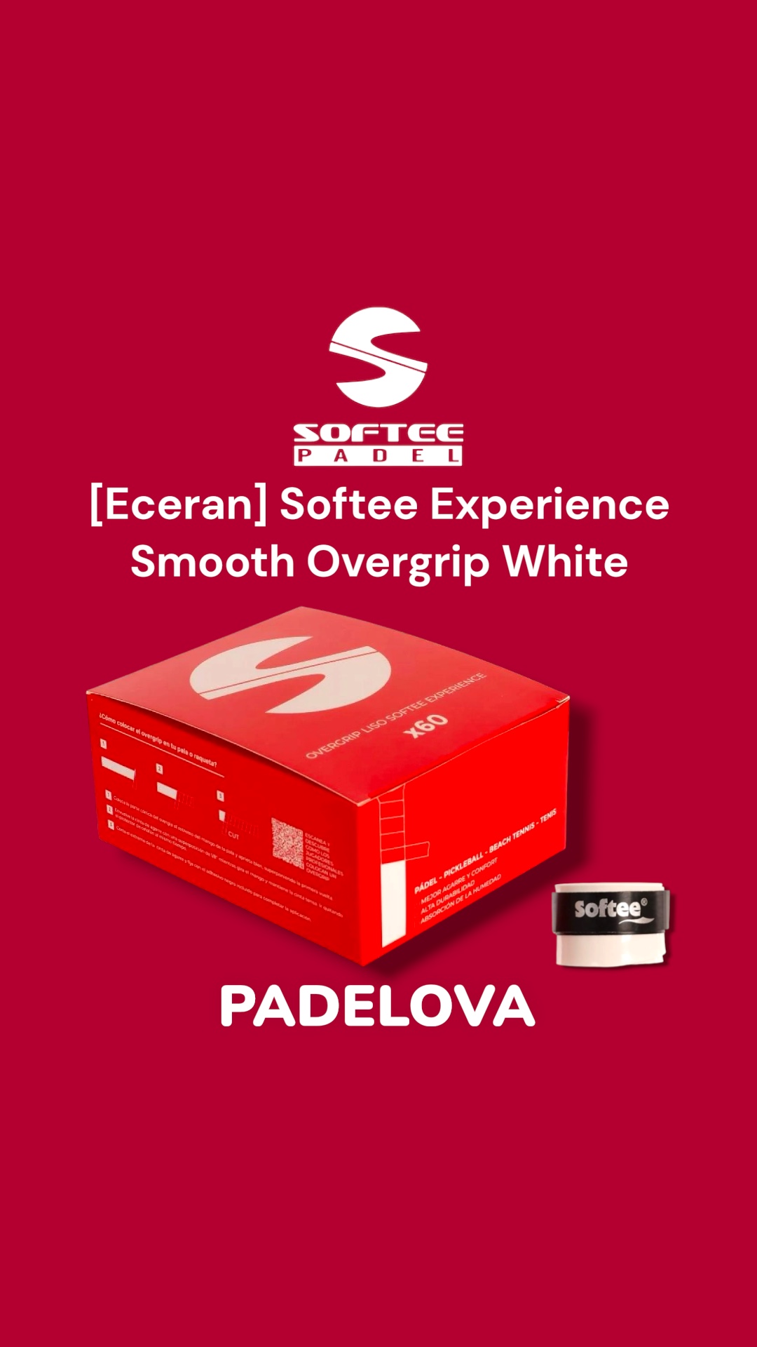 SOFTEE Experience Smooth Overgrip Putih Padel Tenis Pickle Ball